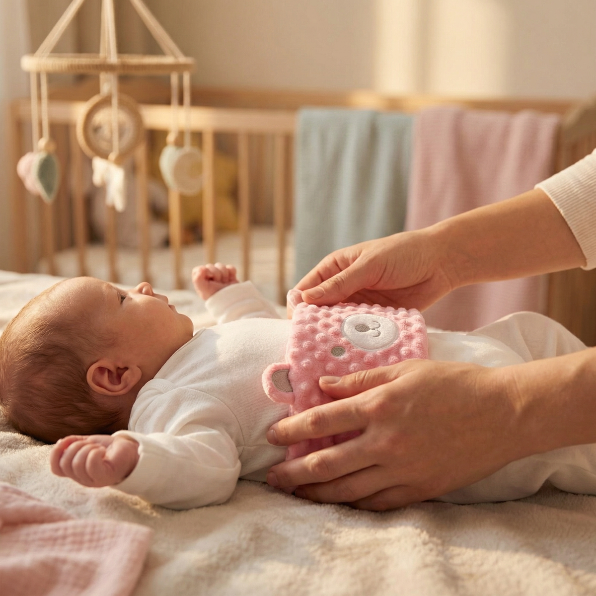 Placing the band on baby