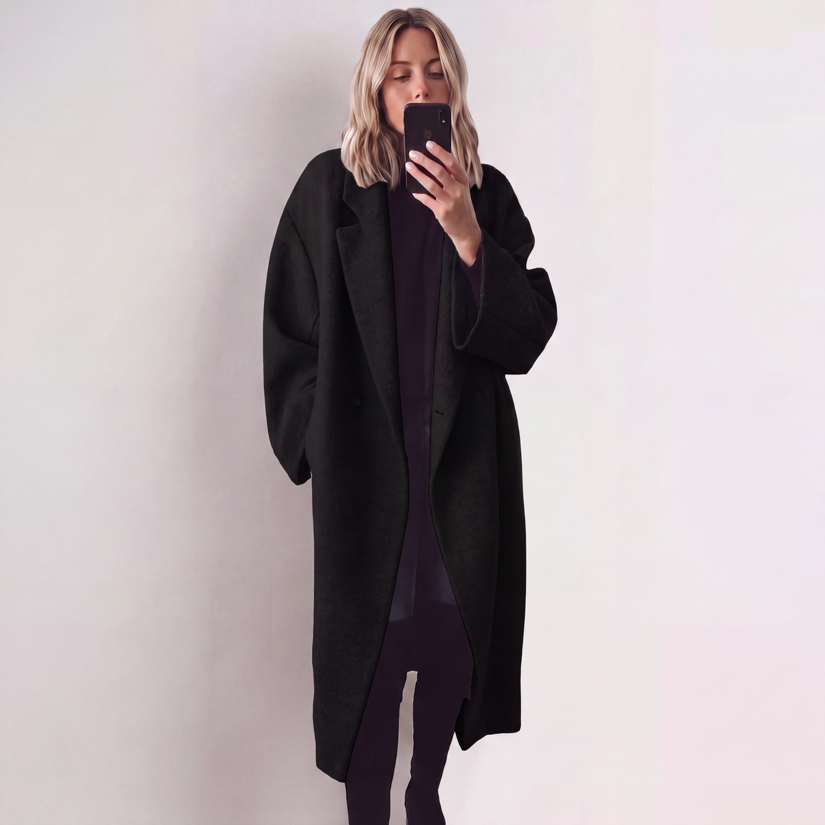 The Double-Breasted Wool Coat in Black