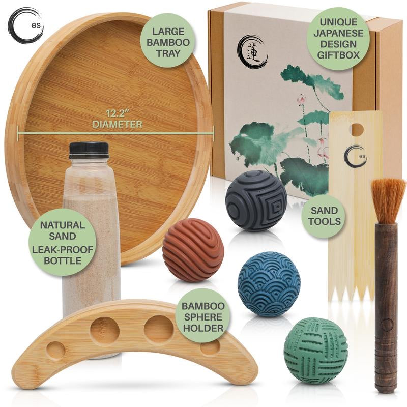 Everything included in the Enso Sensory Zen Garden kit
