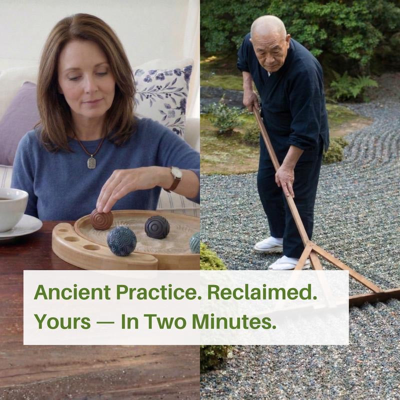 An ancient Japanese raked garden practice, reclaimed as a two minute desk ritual