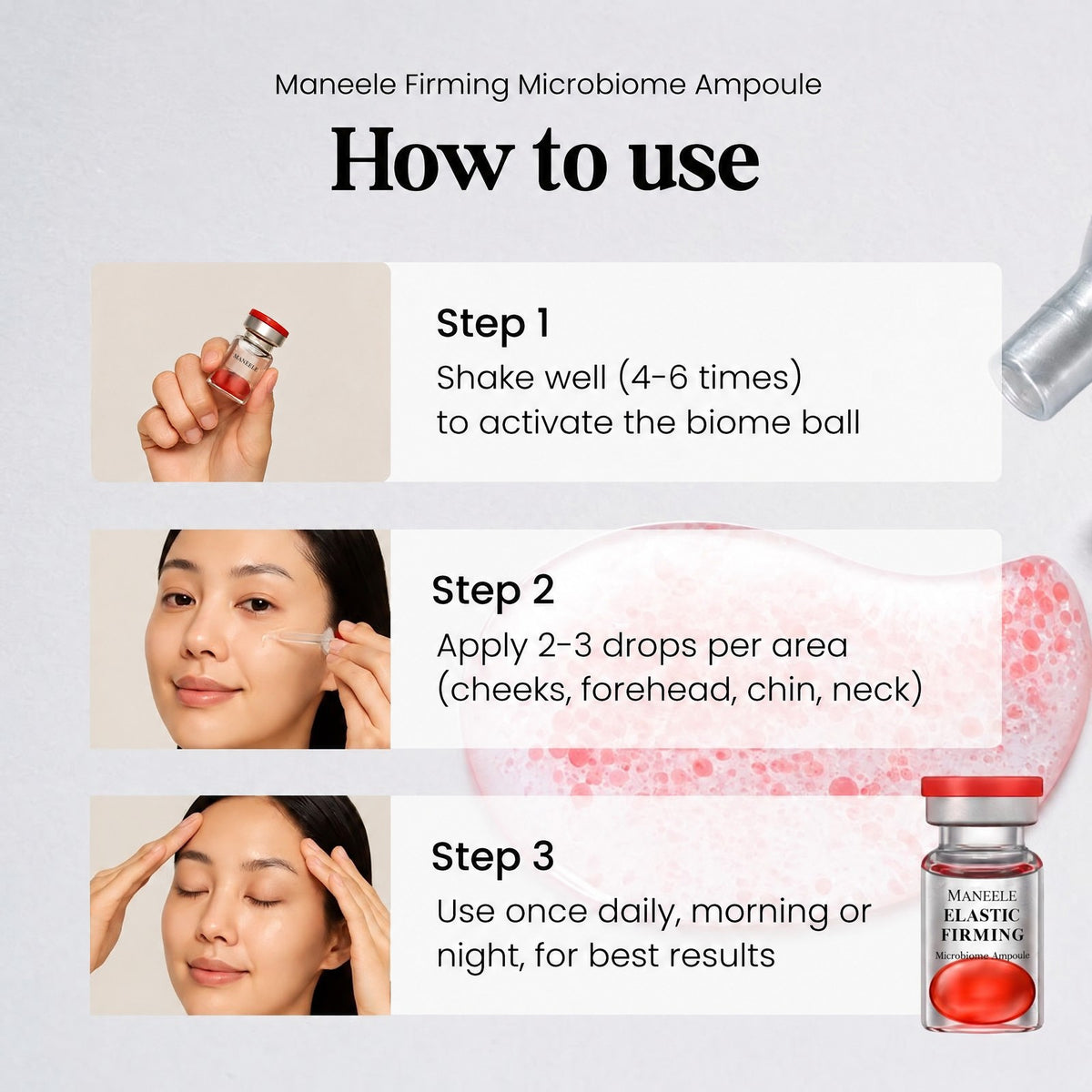 How to use: shake to activate the biome ball, apply 2 to 3 drops per area, use once daily