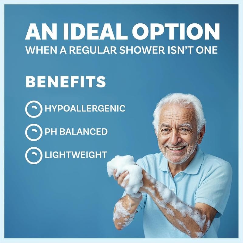 An ideal option when a regular shower isn't one: hypoallergenic, pH balanced, lightweight