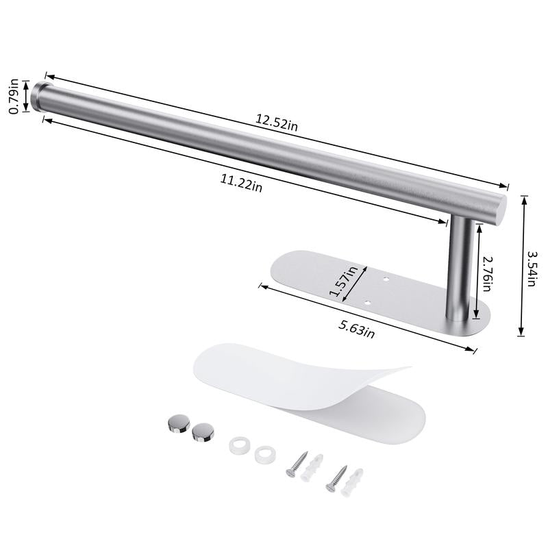Dimensions and included hardware, brushed steel