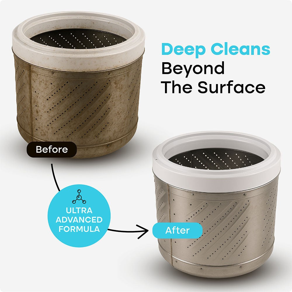 Washer drum before and after cleaning