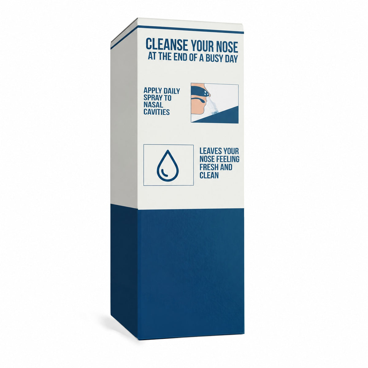 Side of the Maneele box: cleanse your nose at the end of a busy day, apply daily to each nostril