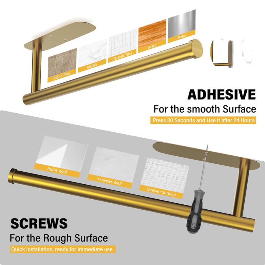 Adhesive for smooth surfaces, screws for rough surfaces