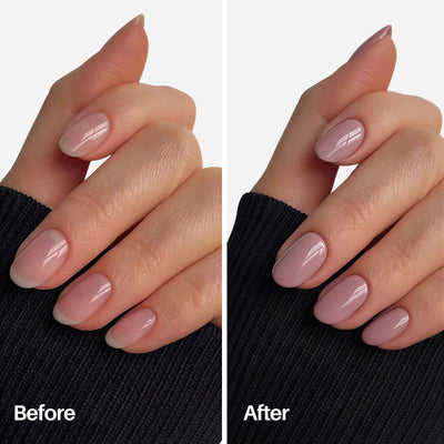 Sweenly Rosaline Nail Pen — before and after on natural nails