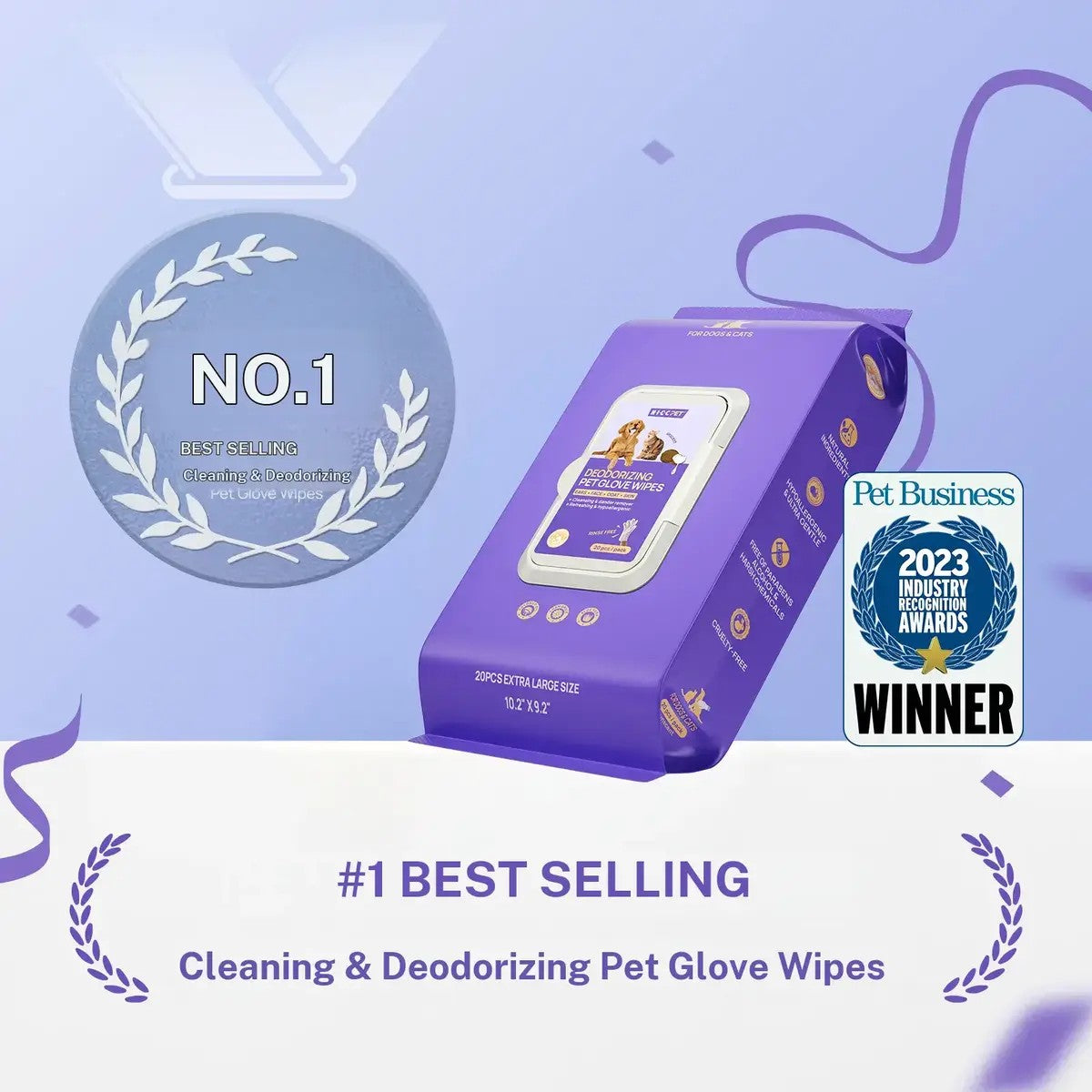Best selling cleaning and deodorizing pet glove wipes